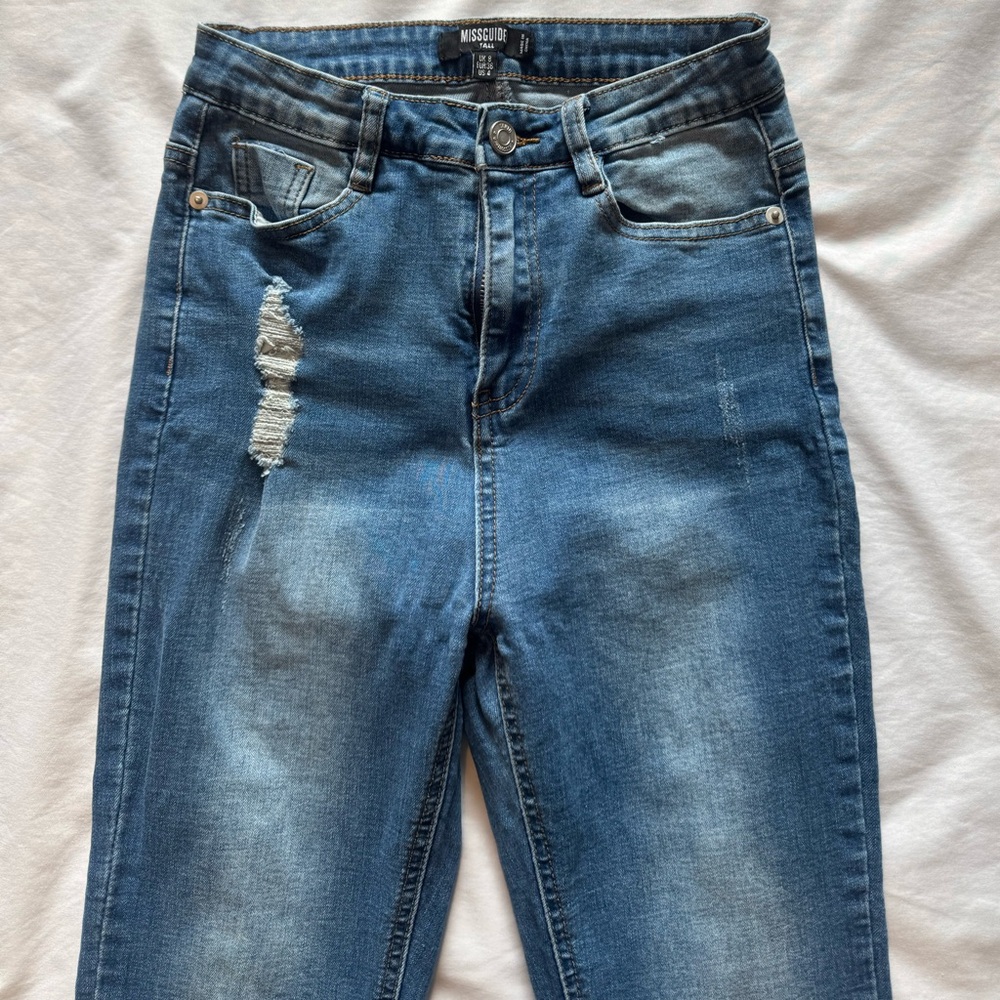 Super skinny womens Distressed Blue Jeans